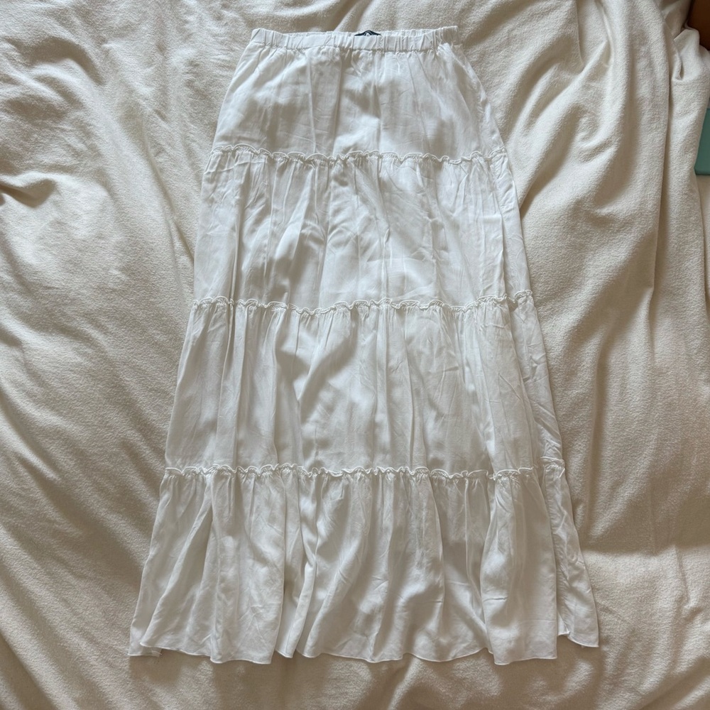 SOLD Brandy White Tiered Maxi Skirt